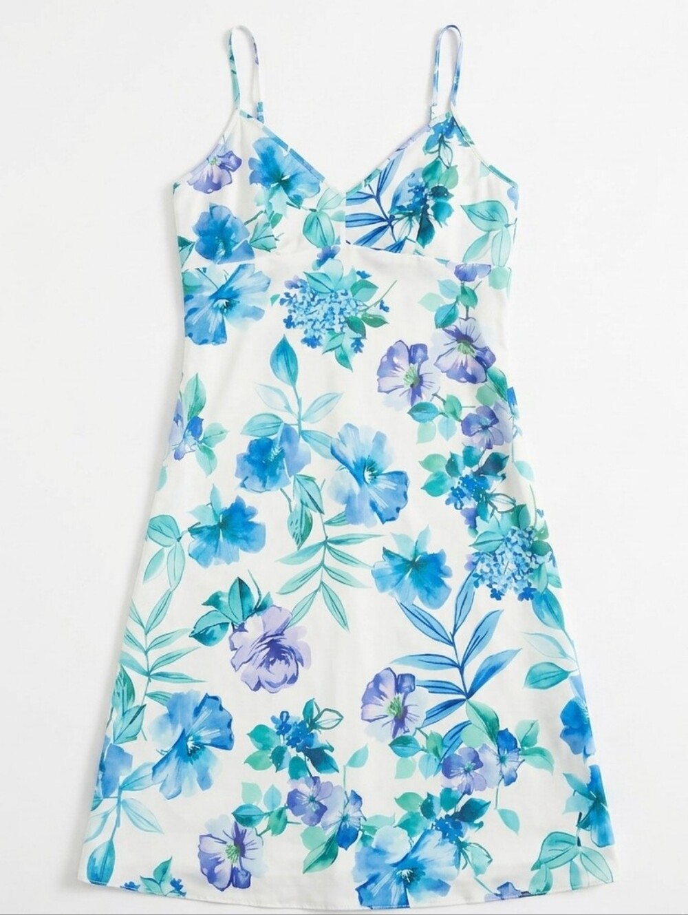 Johnny Was NWOT Blue Floral Slip Dress Swim Cover Up Sz S Midi Stretch L35625-5